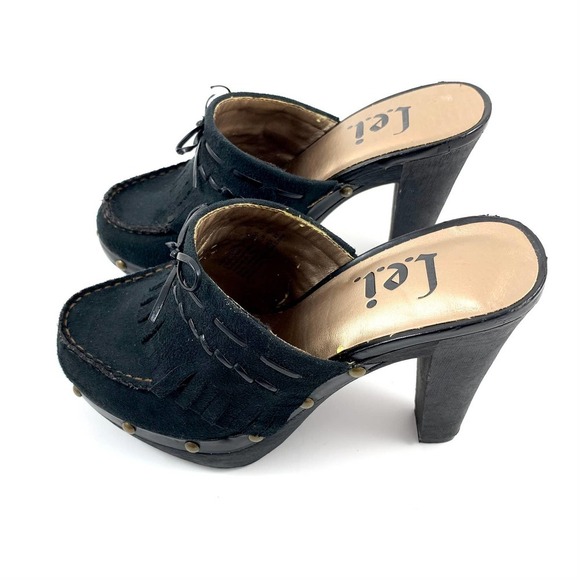 90's vintage L.E.I platform Mary Jane black tassel clogs - Picture 7 of 11